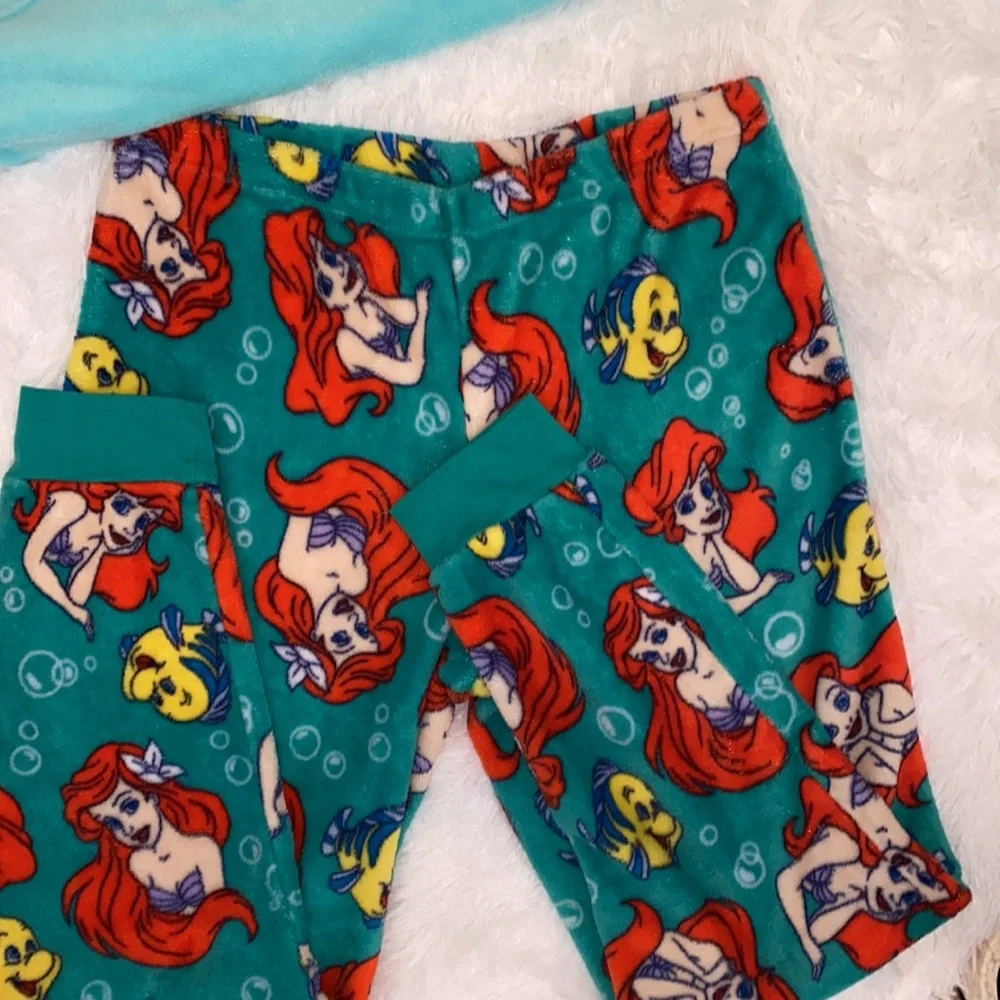 Disney Little Mermaid Fleece Pajama Set Size Large - Picture 3 of 11